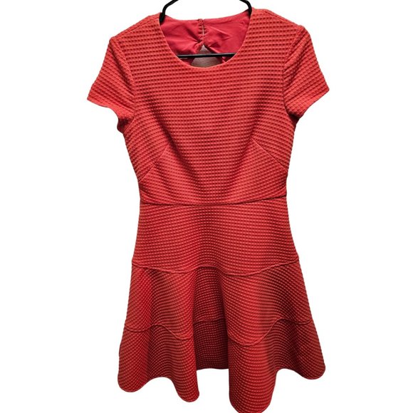 Eliza J Red High Neck Short Sleeve Cutout Fit & Flare Mini Dress - Picture 1 of 3